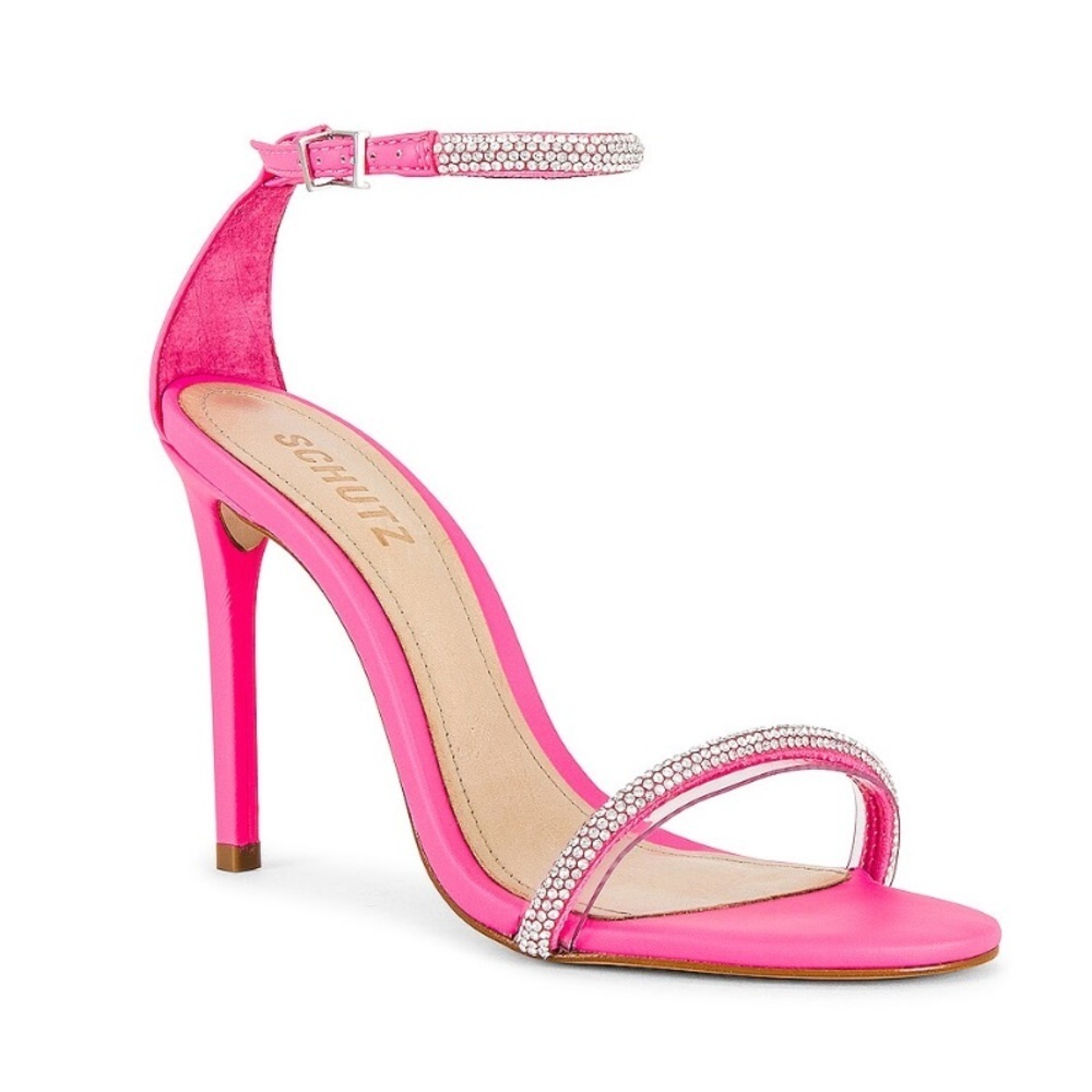 SCHUTZ Fabienne Rhinestone Pink Ankle Heels